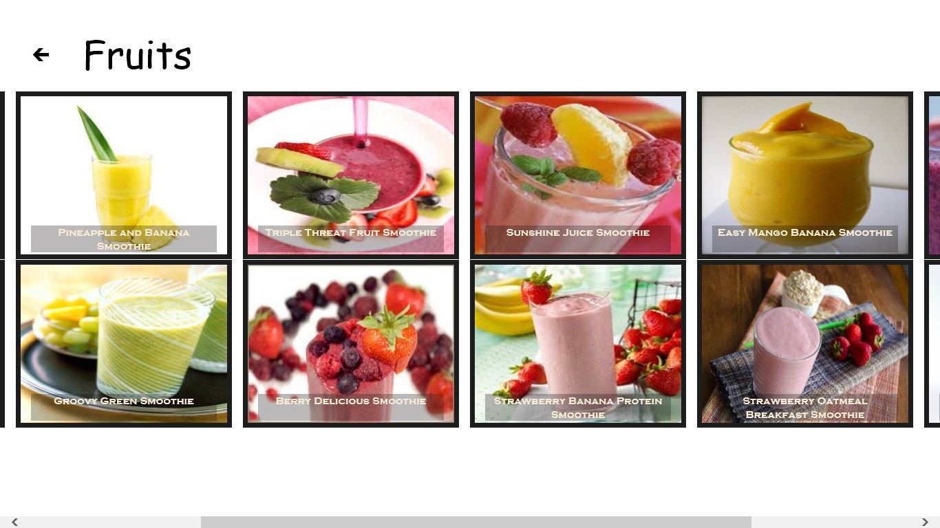 Grid View of Fruit Smoothies.