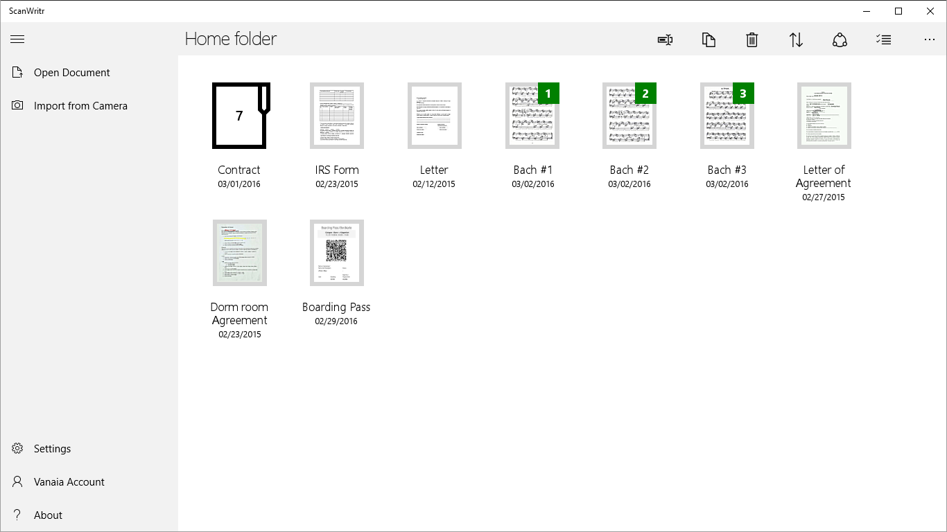 Documents are neatly organized in app's gallery.