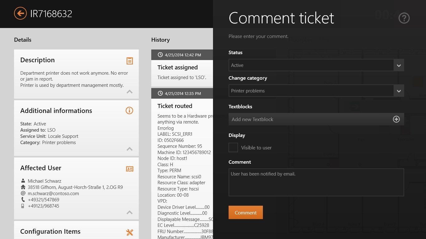 Default text blocks optimize commenting on the tickets.