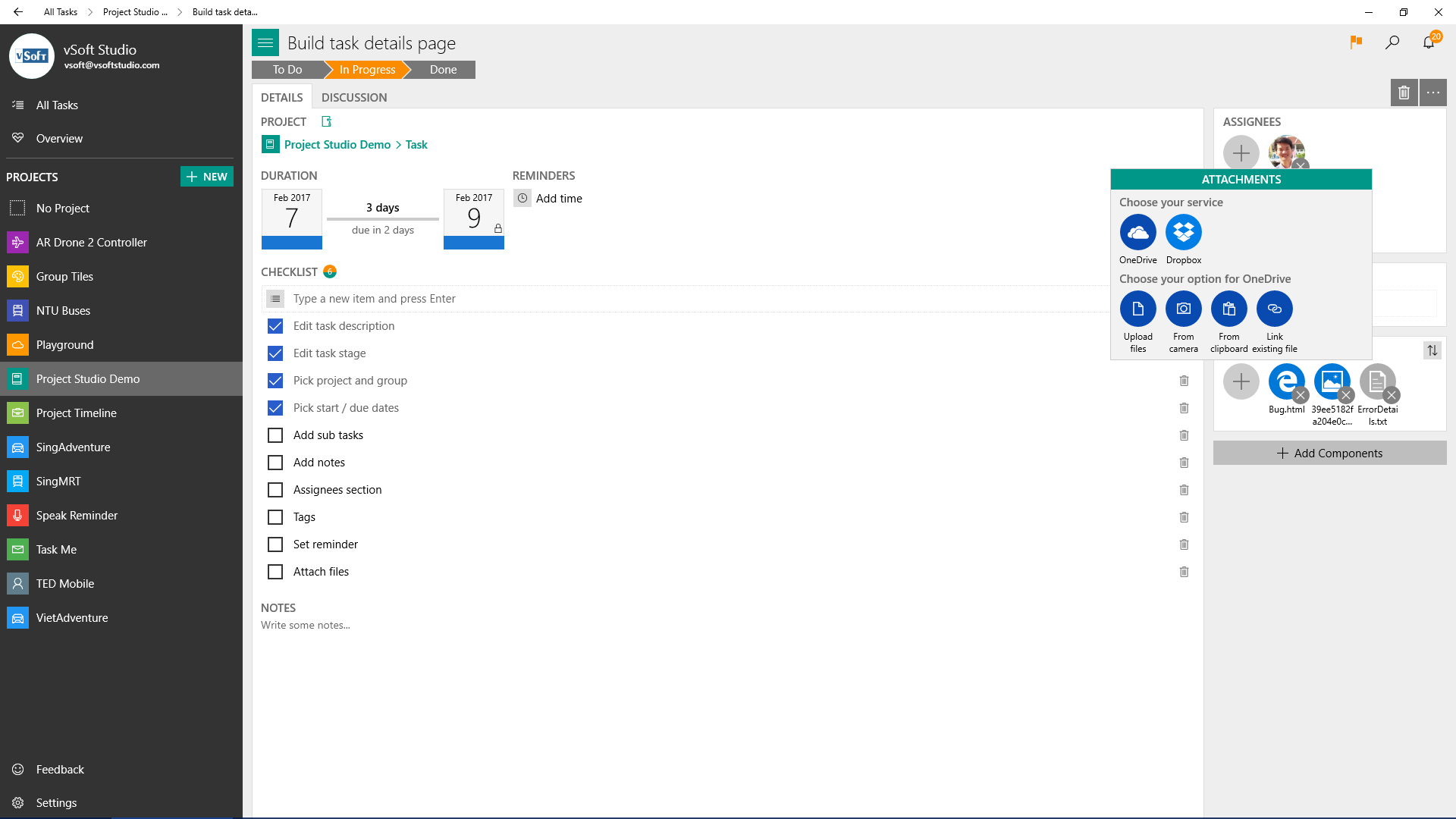 Add attachments to your tasks from your OneDrive or Dropbox