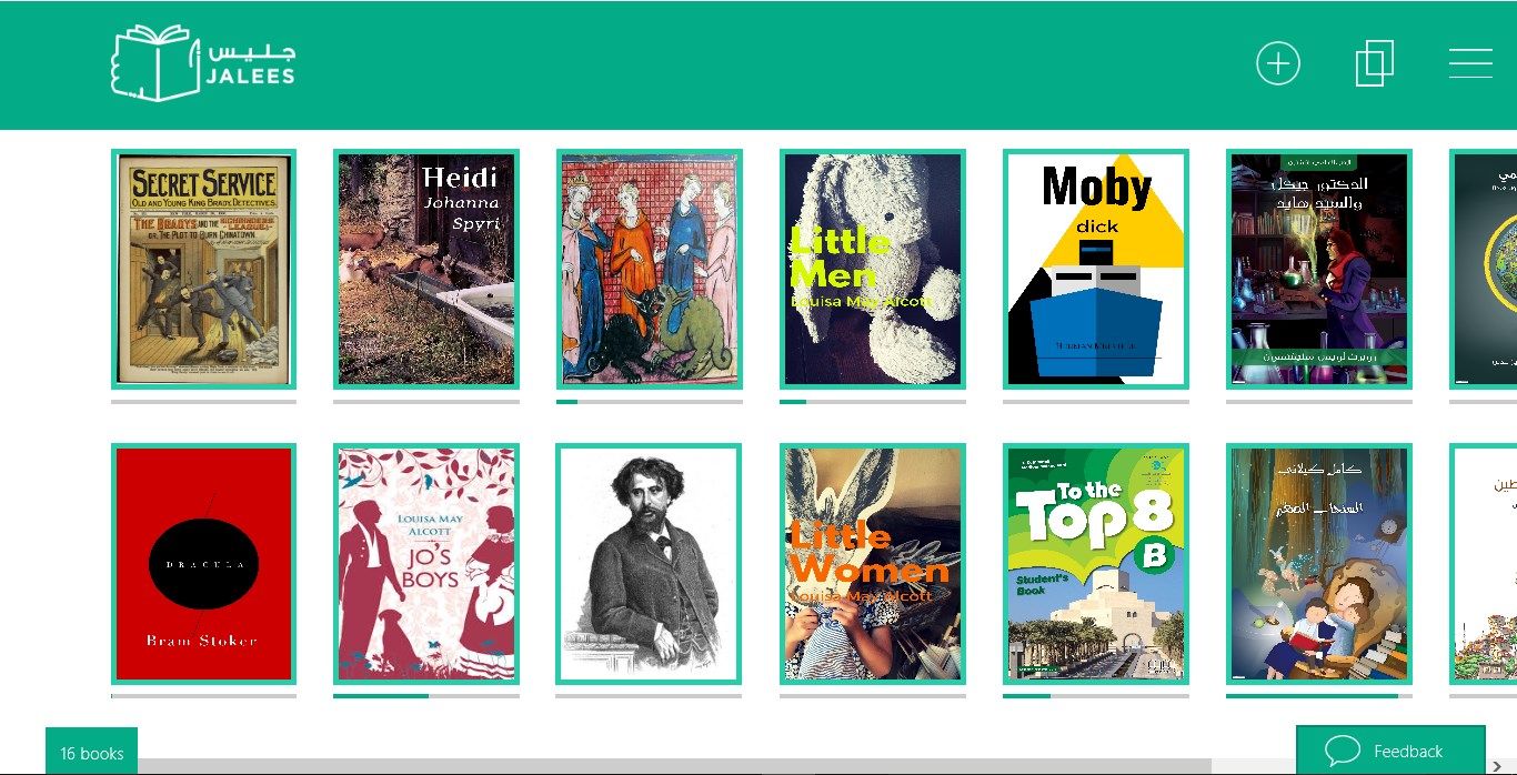 Jalees Reader - Library tile view