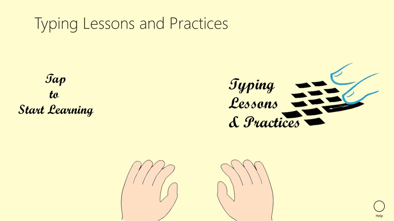 Home screen of Typing Lessons and Practices