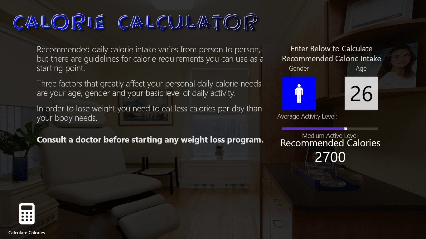 Once you have entered everything, click the button at the bottom to see your Recommended Daily Calories.