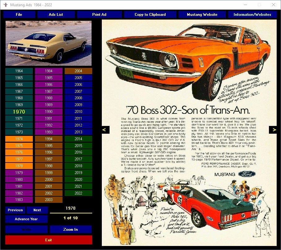 Ford Mustang Ads 1964-2022
