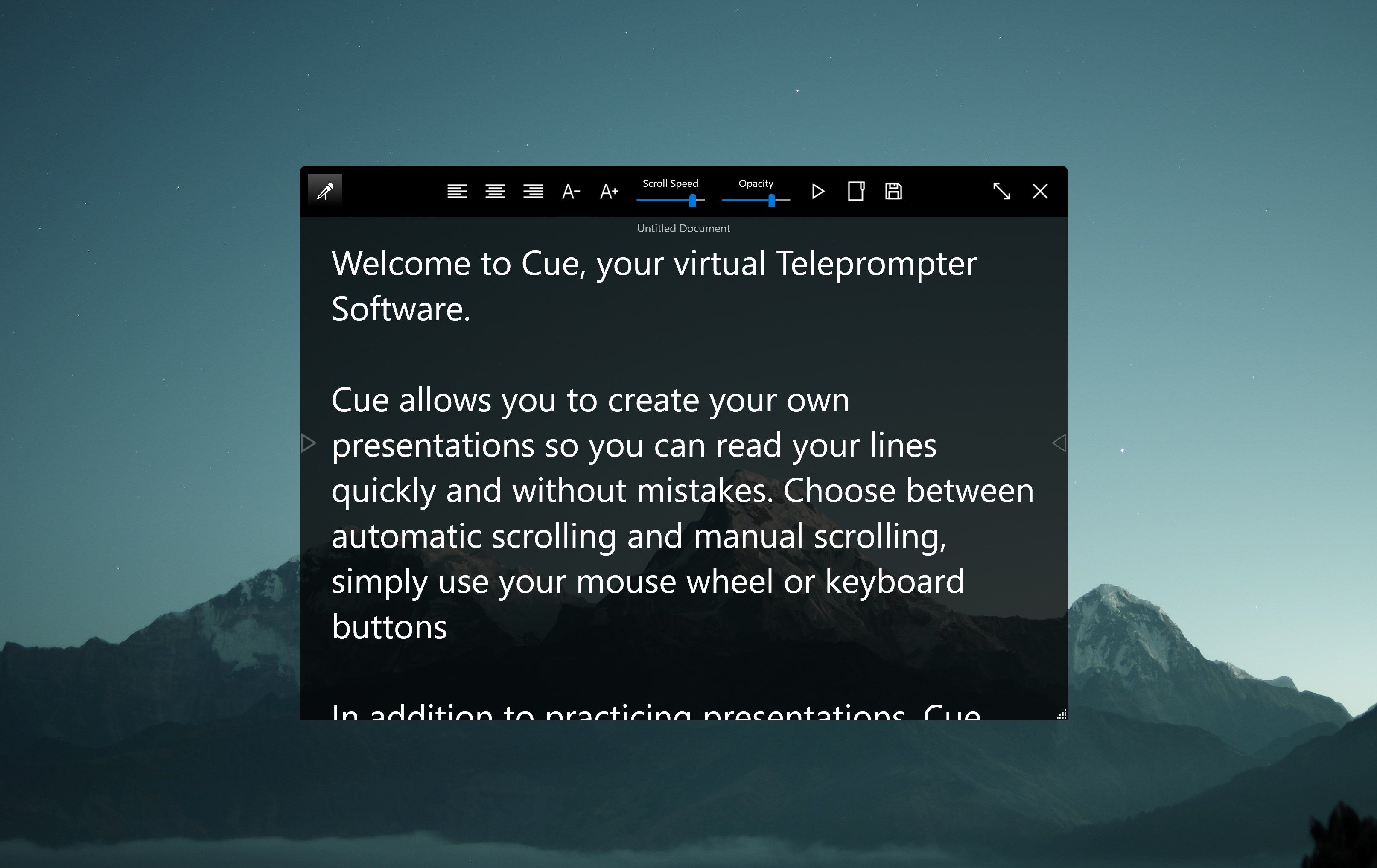 Cue - Easy Virtual Teleprompter