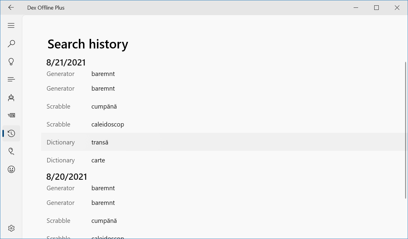 Search word history