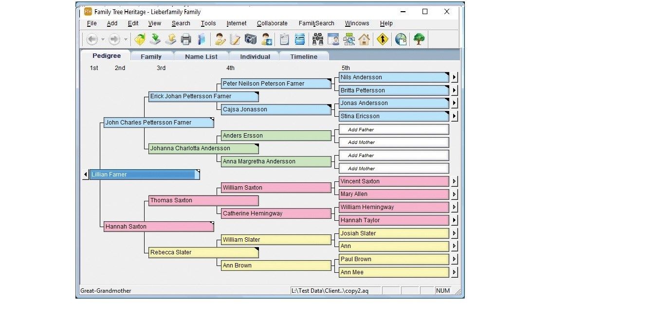 Easily identify individuals and family lines with color coding.