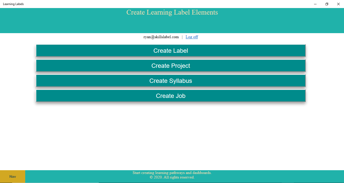 Introductory Menu for Learning Labels Create