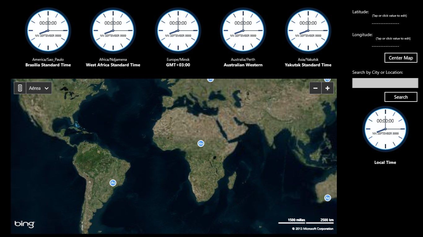Displaying clocks and map location
