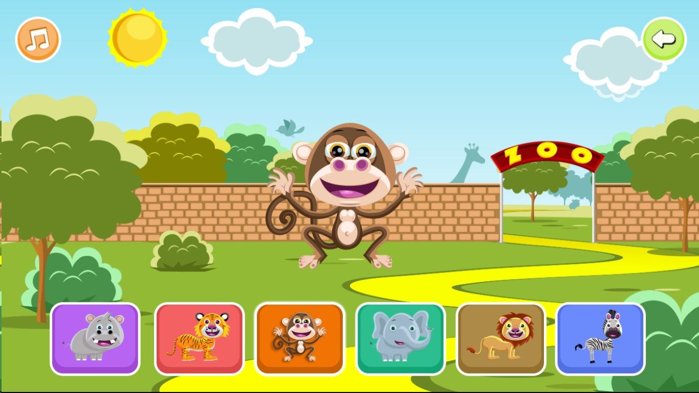 Monkey from Zoo Animals screen - available as an in-app purchase