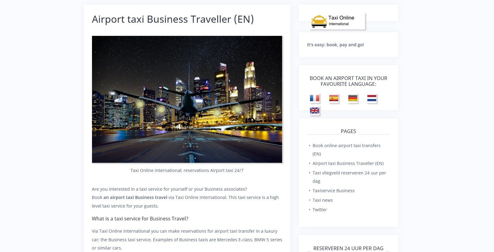 Pirivate airport taxi transfers that meet the requirement of today's Business traveller. Easy, punctual and we send a the receipt of your payment to your mailbox!
