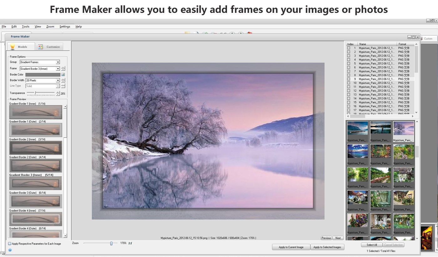 Frame Maker allows you to easily add frames on your images or photos