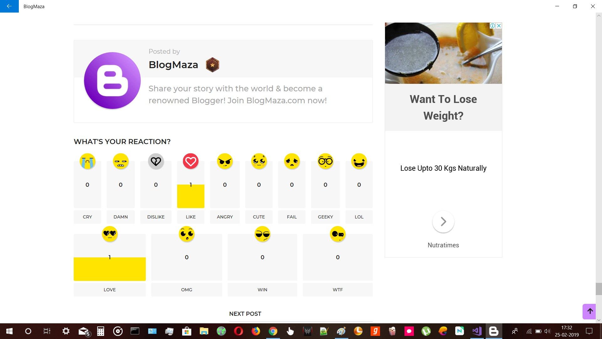 Your Profile Under All Your Posts!
Emoji Reactions To Your Posts!
Readers can express their Feelings about your Posts with Emoji Reactions.