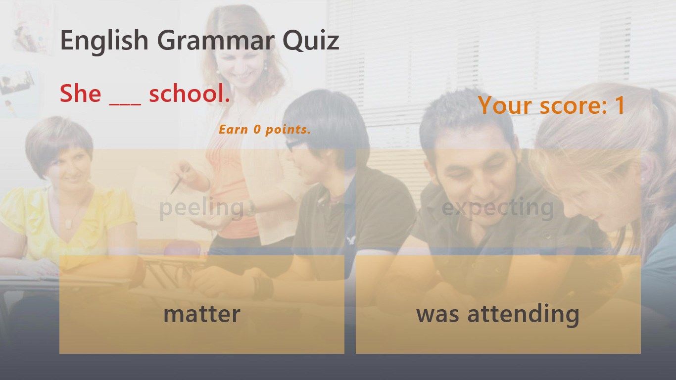 While Playing grammar Quiz 2
