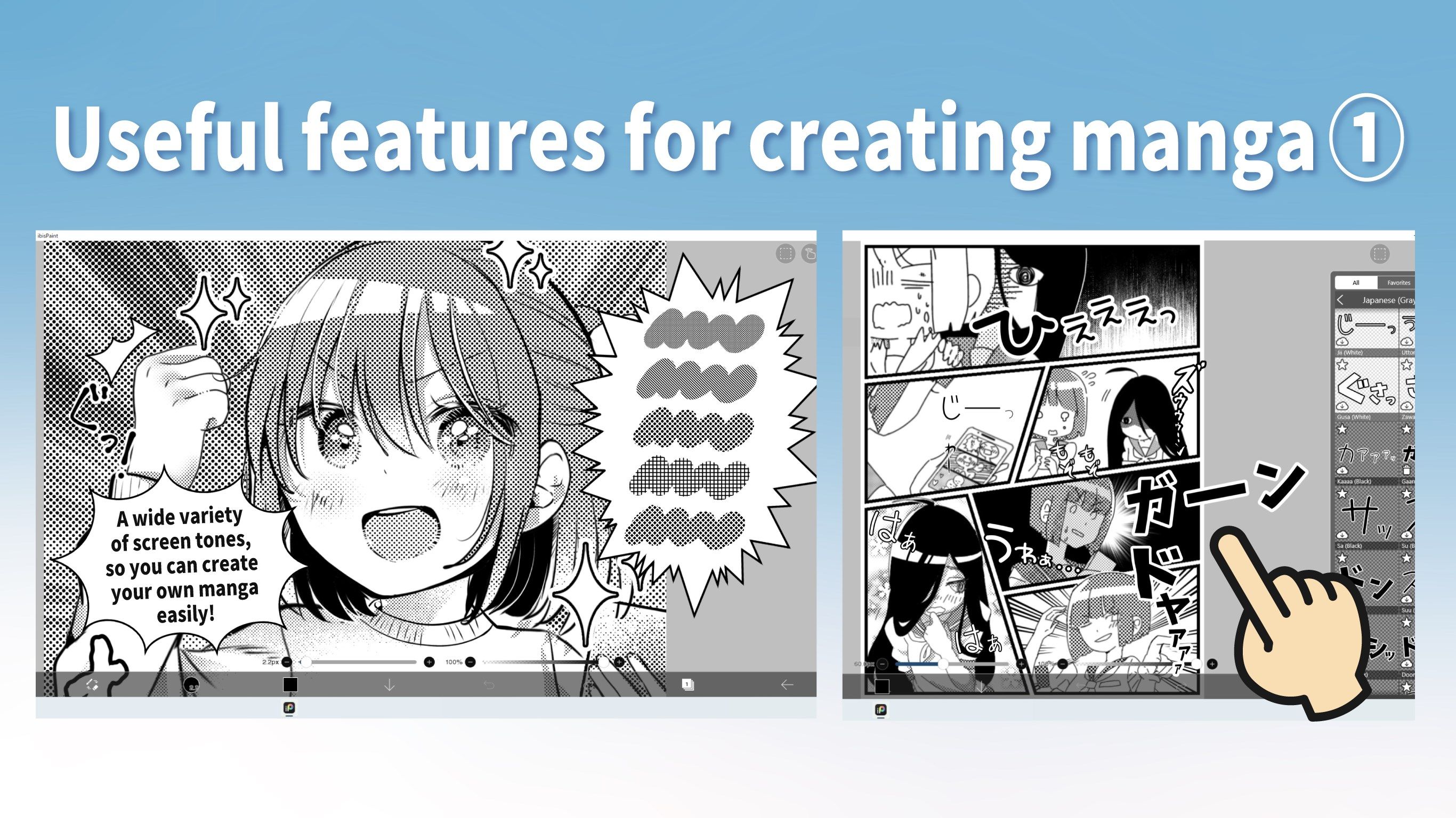 A wide variety of screen tones and text used in cartoons! You can easily create cartoons.