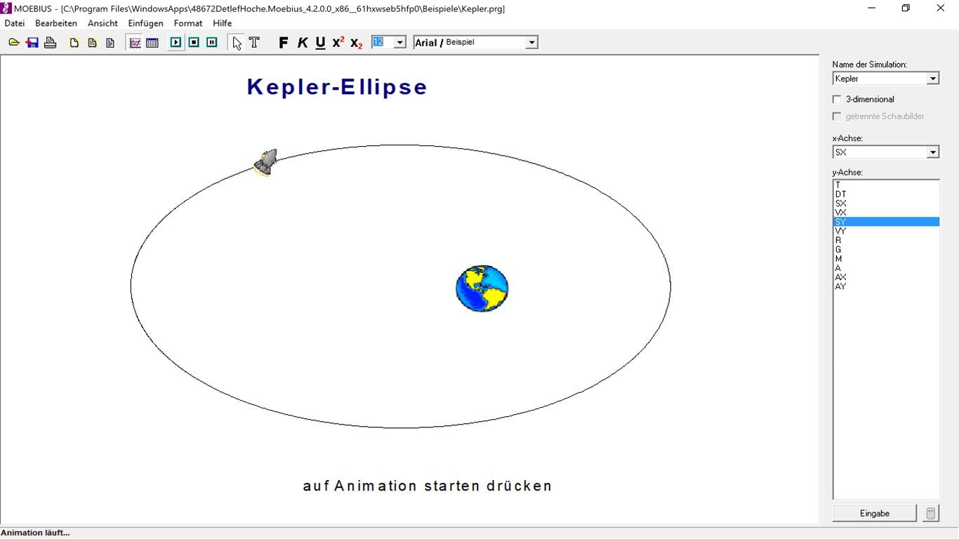 Animation einer Satellitenbahn