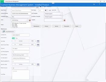 Maintenance/Rentals/Service Contracts Management