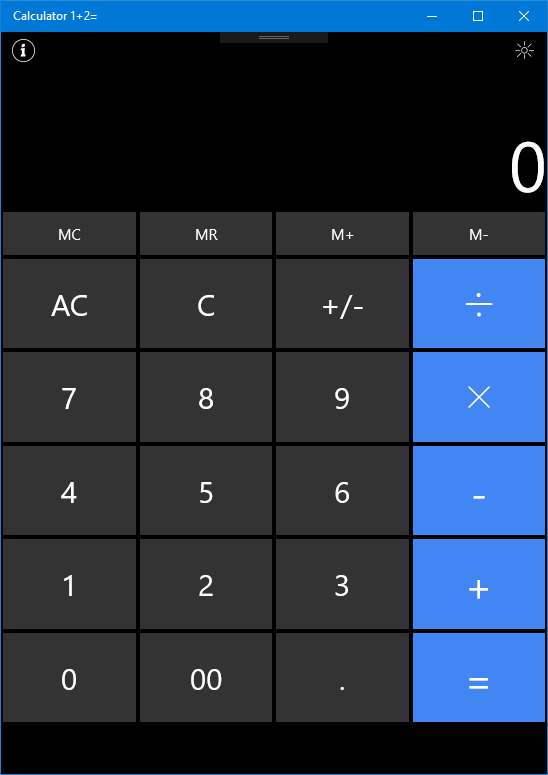 Calculator 1+2=