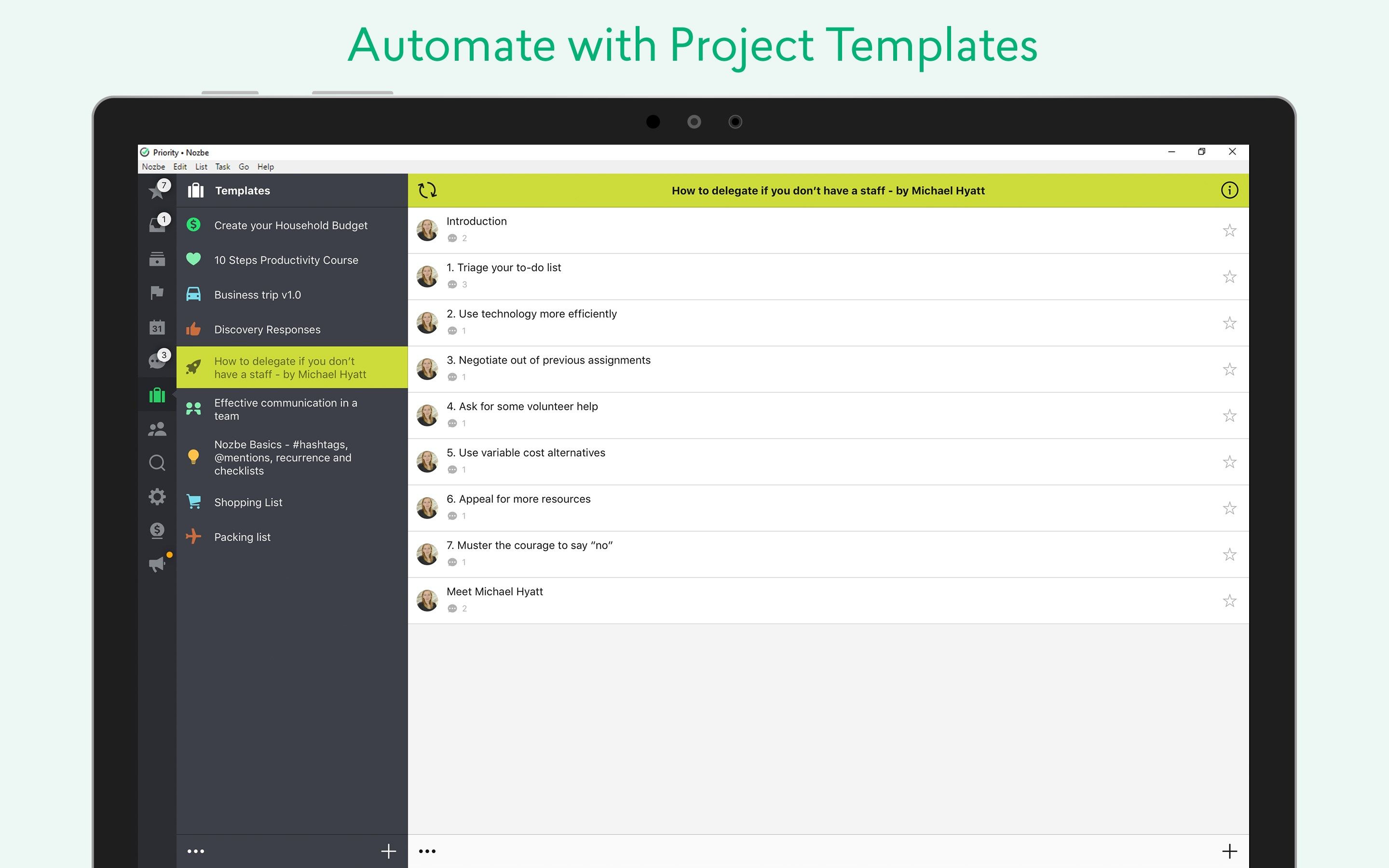 Automate with Project Templates