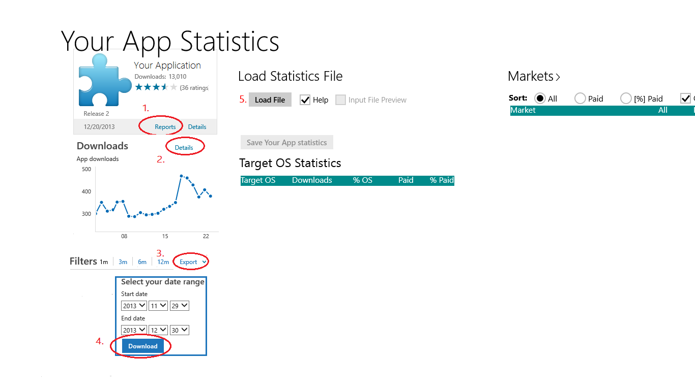 Help to get statistics file from Your developer account