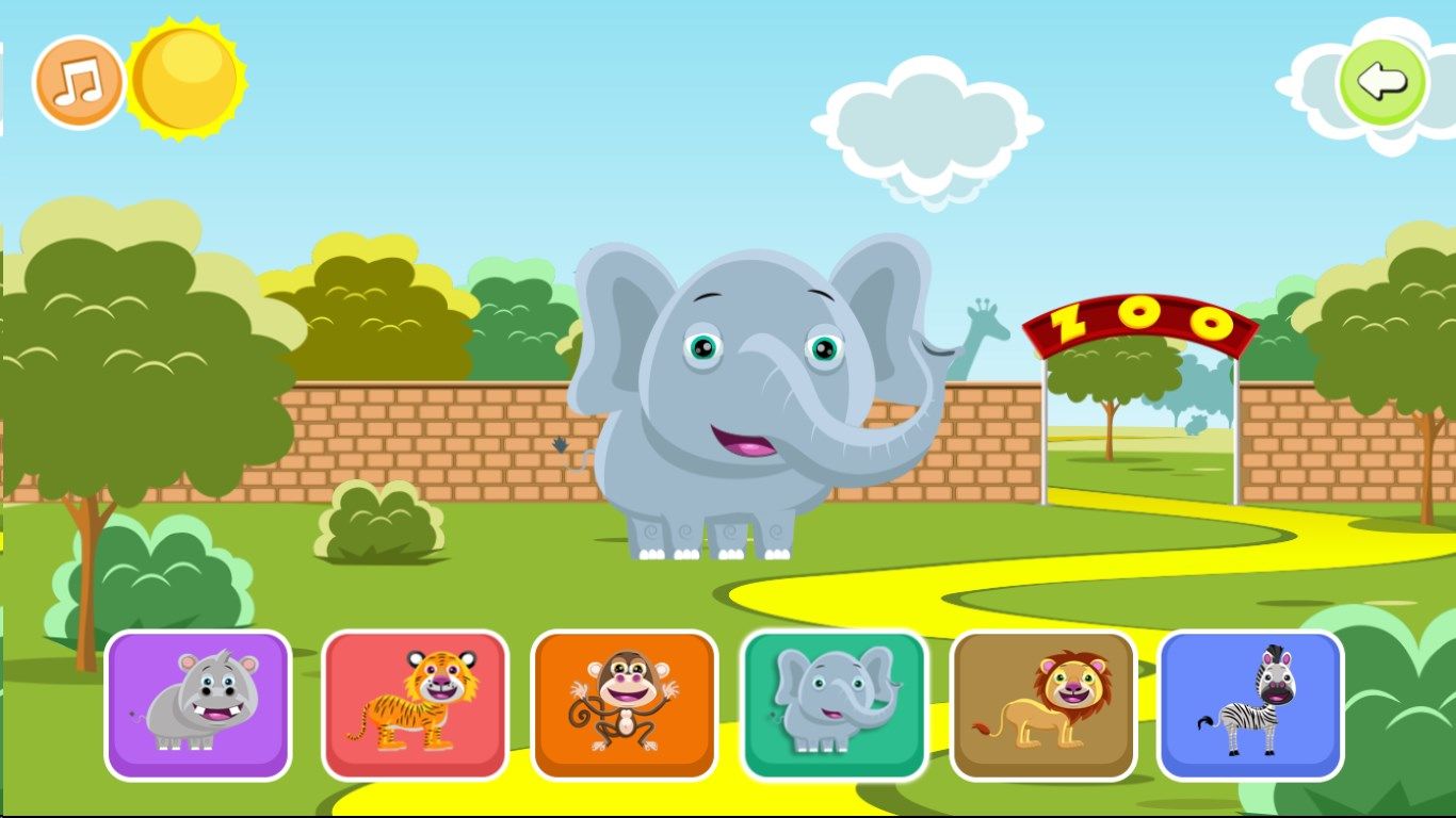 Zoo Animals screen - available as an in-app purchase
