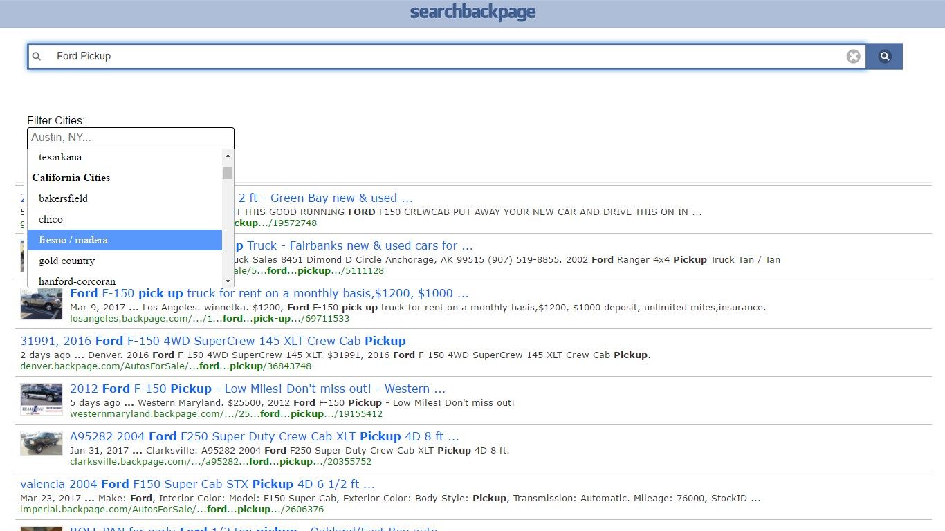 Search for Backpage
