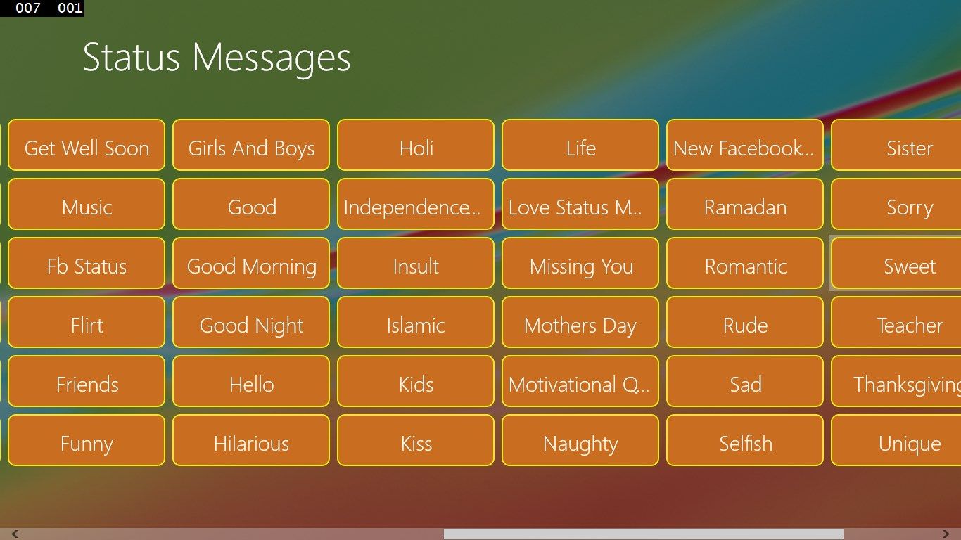 Main Page - Message Categories