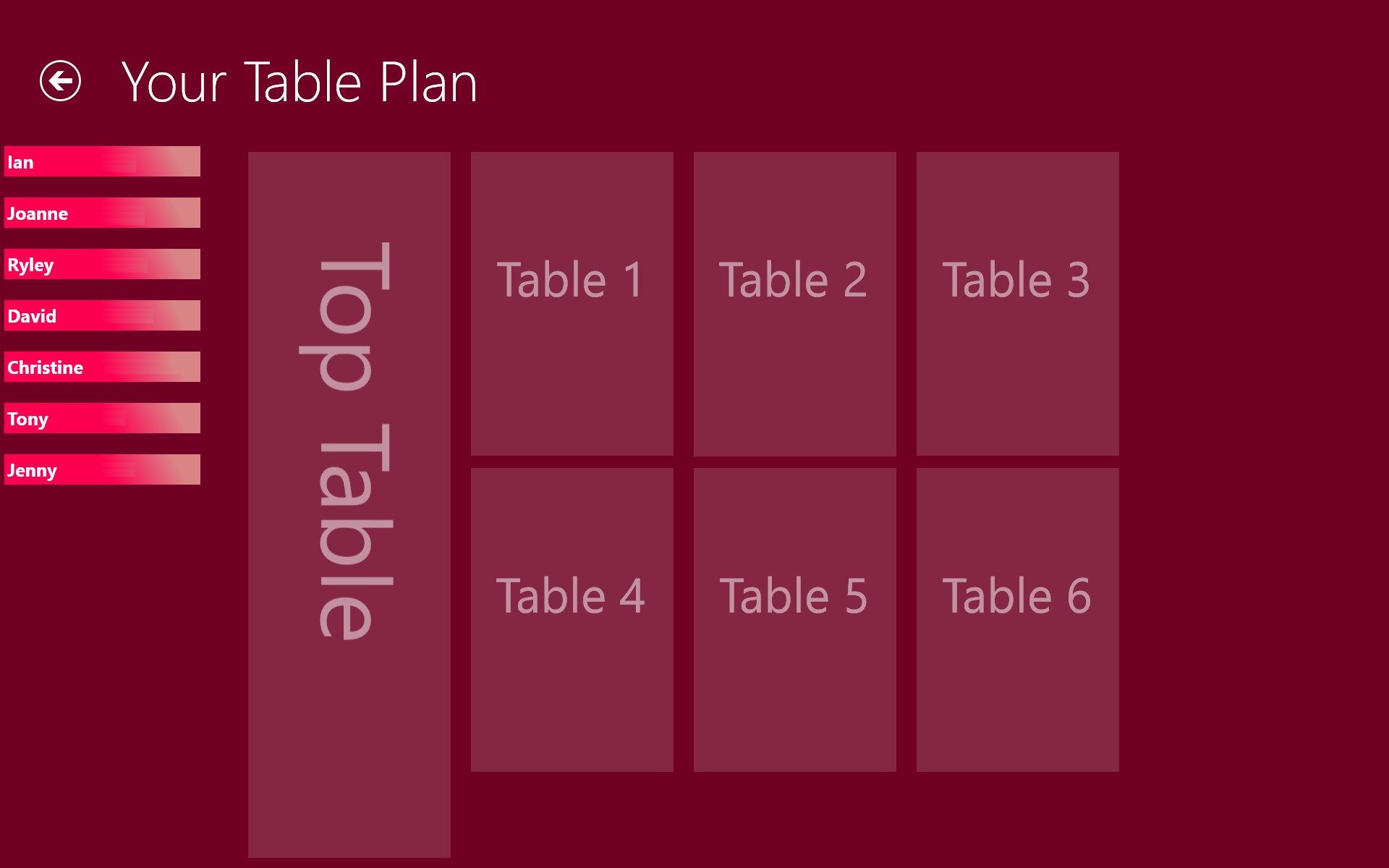 The table plan
