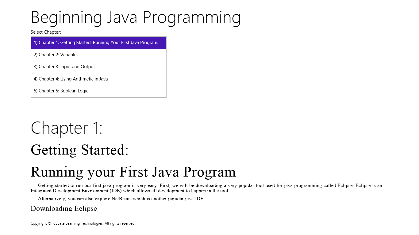 Chapter 1: Getting Started. Running Your First Java Program