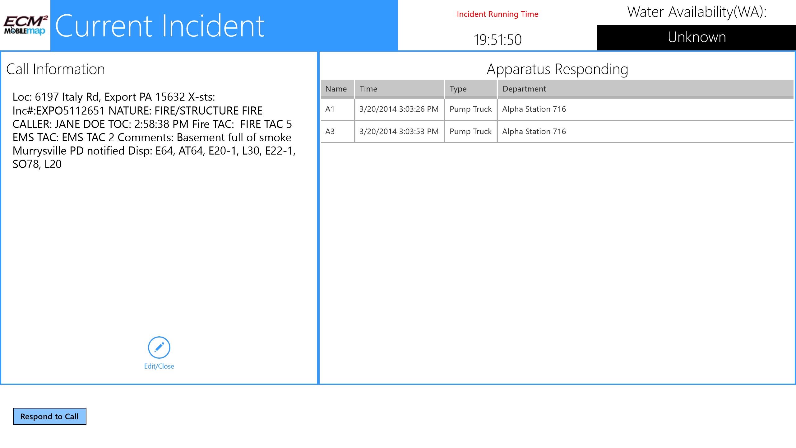 Current incident page