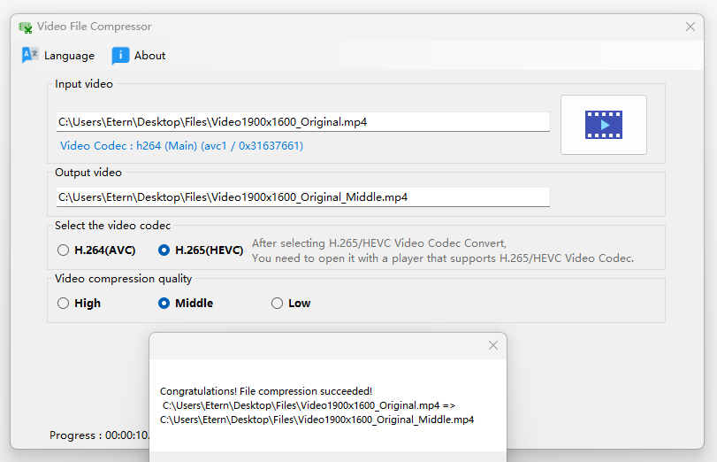 Video File Compressor-Compresses video memory