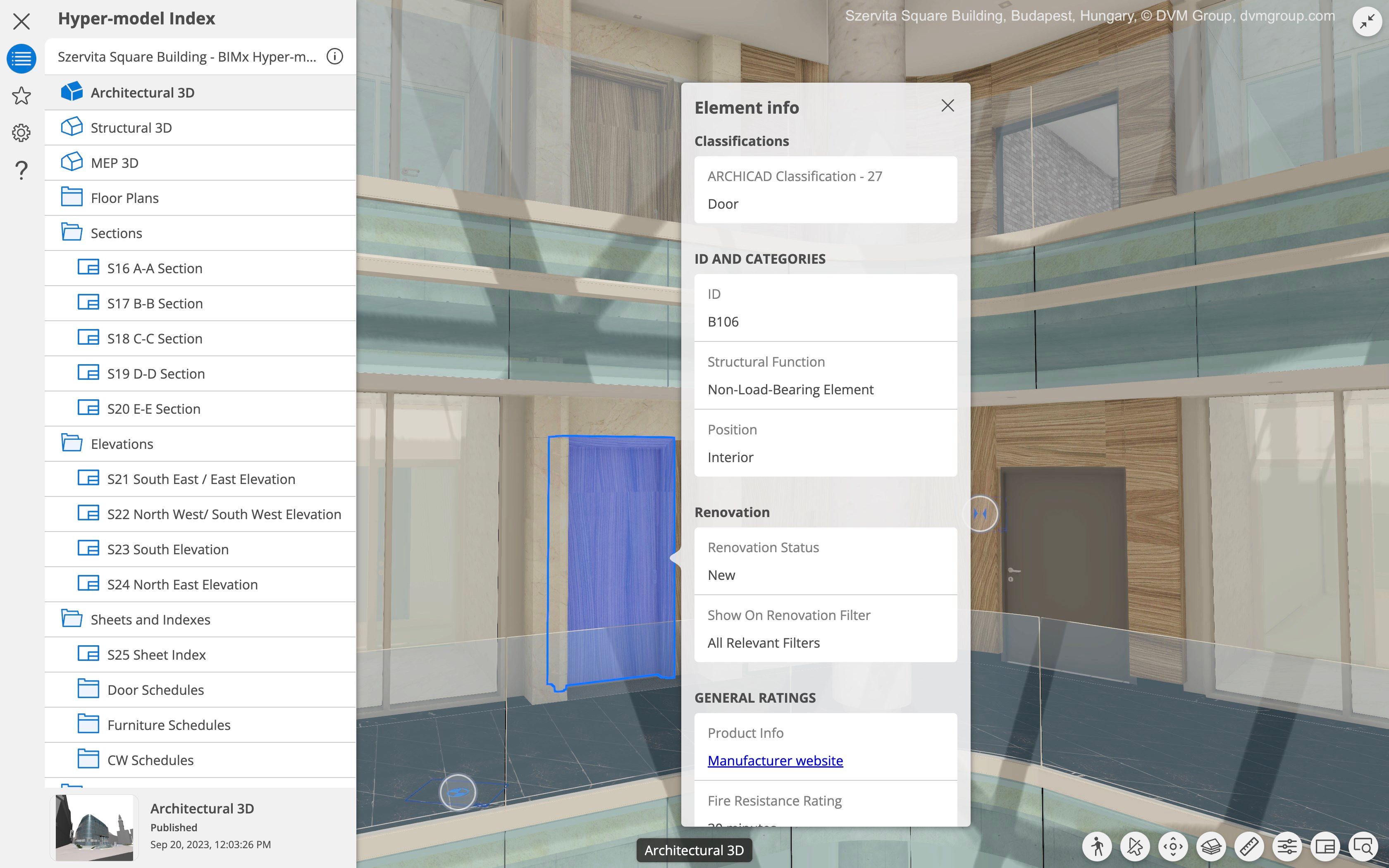 Access BIM data from 3D and 2D layouts