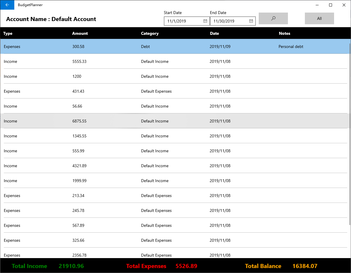 Manage transactions for different accounts