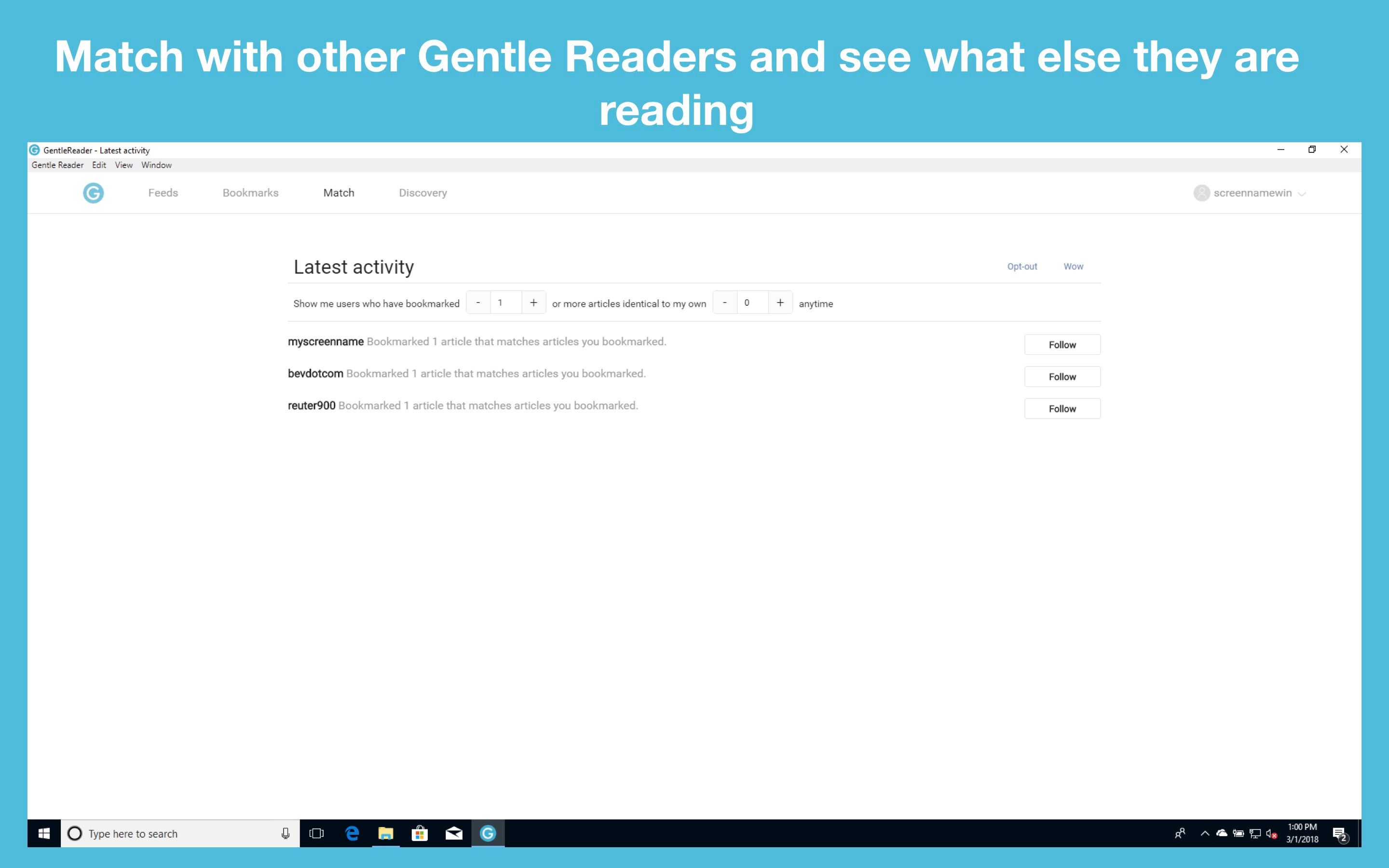 Match with other Gentle Readers and see what else they are reading