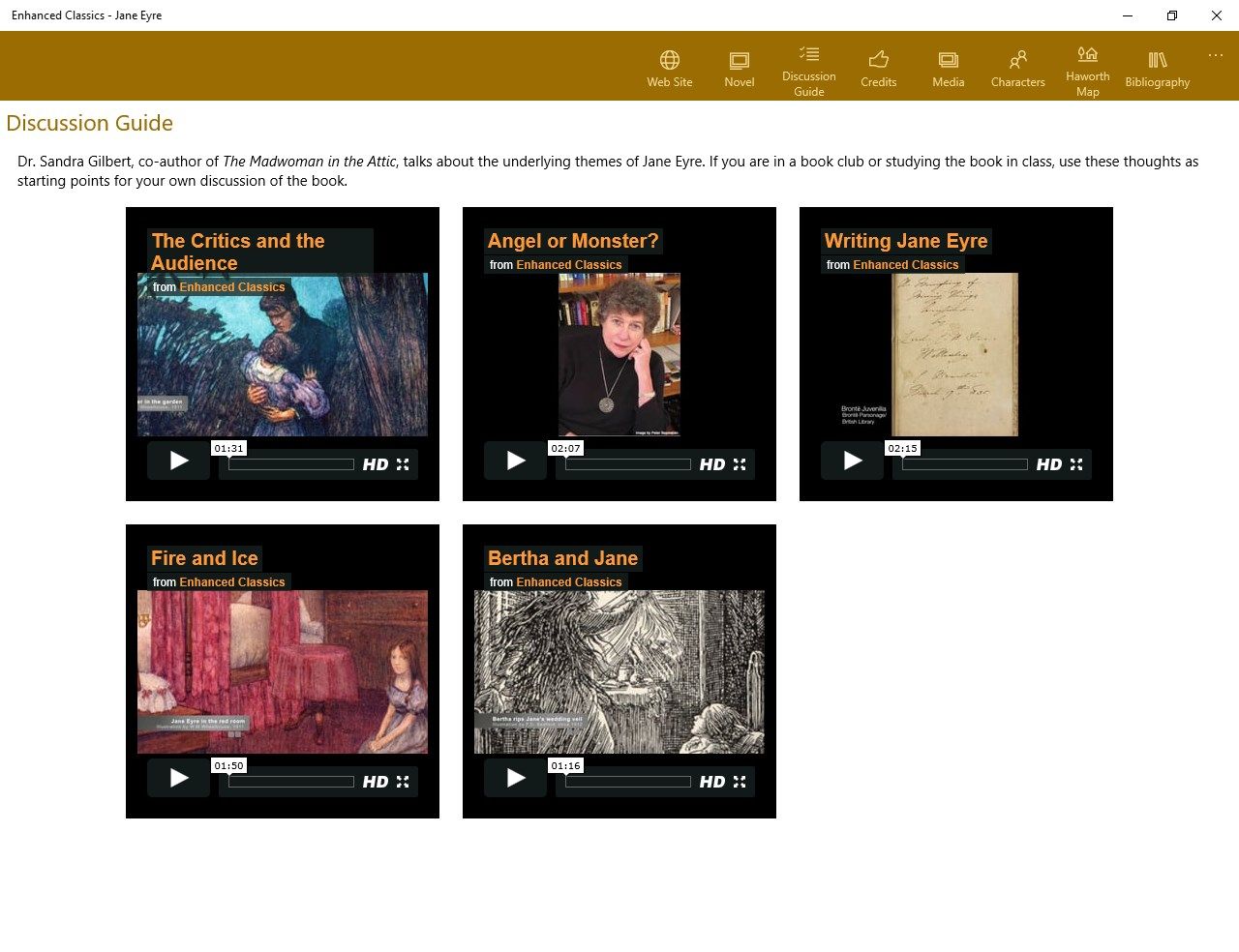 A discussion guide includes video interviews with Bronte scholars