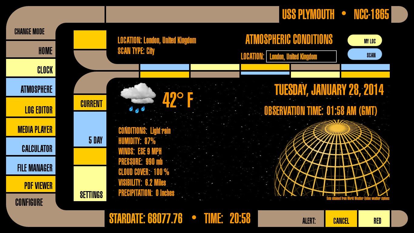 Scan the planet's atmosphere to get current and future weather conditions! Now with Live Tile!