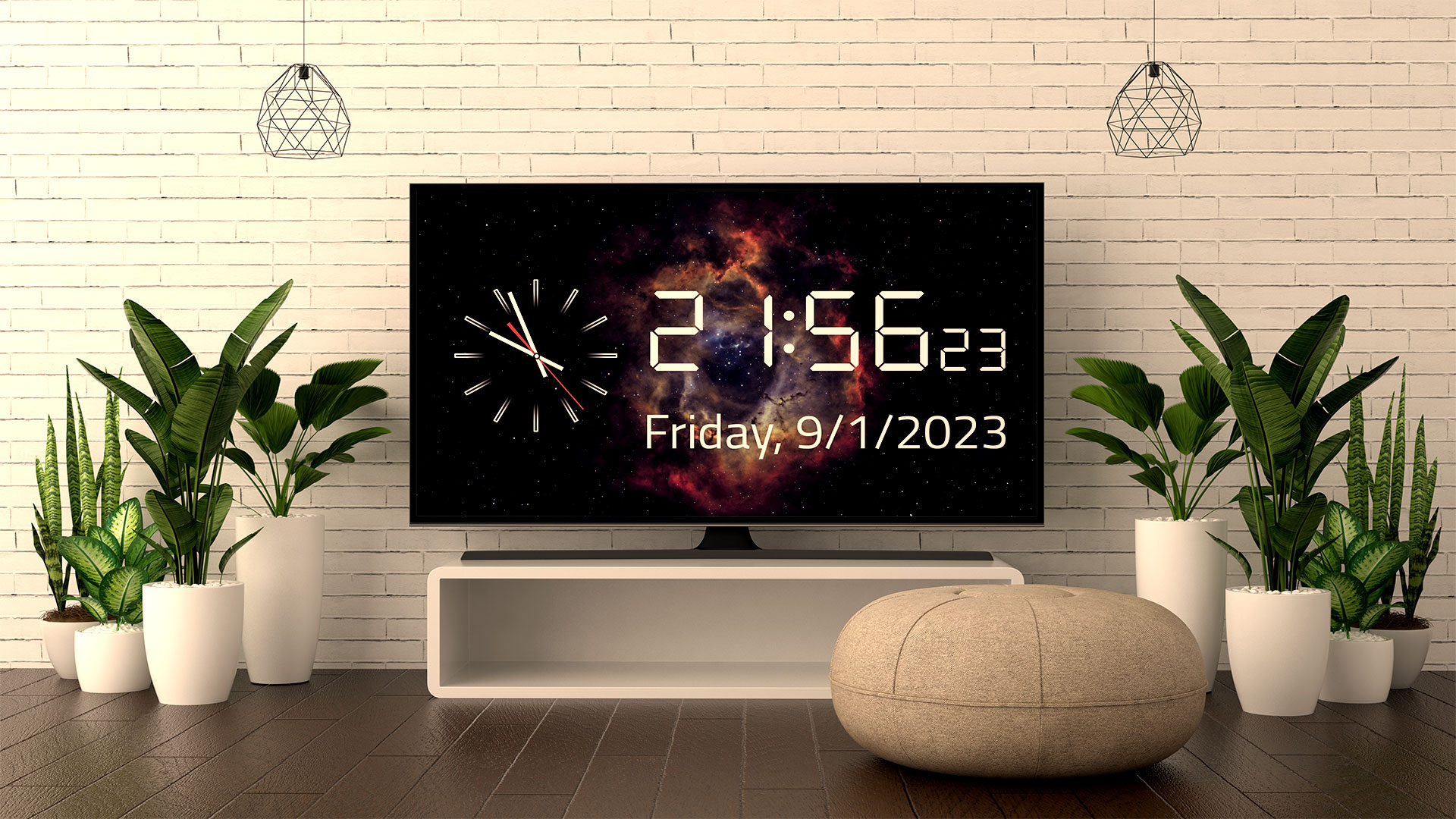 Galaxy Peaceful Colorful Abstract Clock Screen Saver with beautiful Wallpaper & Event Manager for tv 📺 No Ads