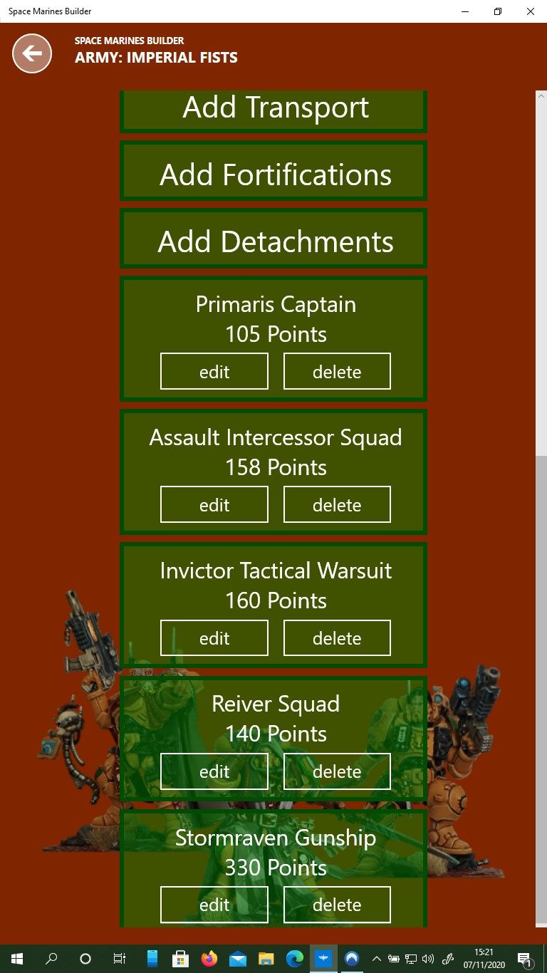 Edit existing squads or delete them from your army