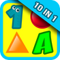 10 Preschool Activities in One App - Fun Educational Kids Games (ABC letters, learn numbers, teach colors, shapes, 123 counting, matching objects and train memory) for Toddlers & Kindergarten Explorers