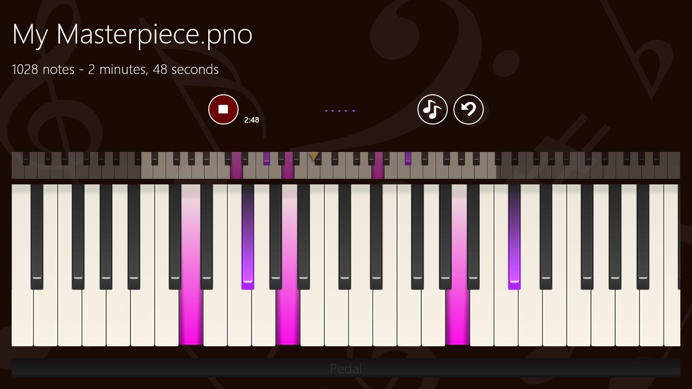 Record your compositions with the player piano feature