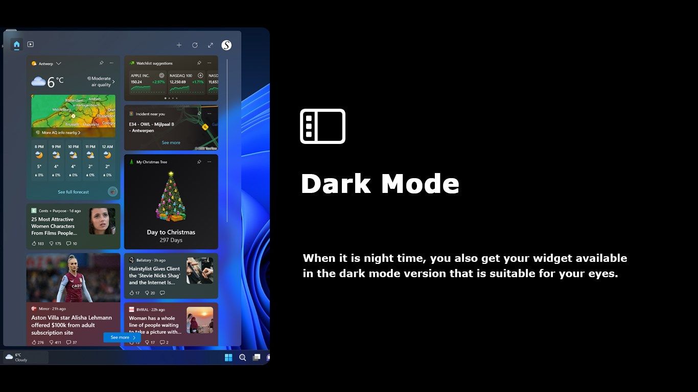 Dark Mode version of the My Christmas Tree widget