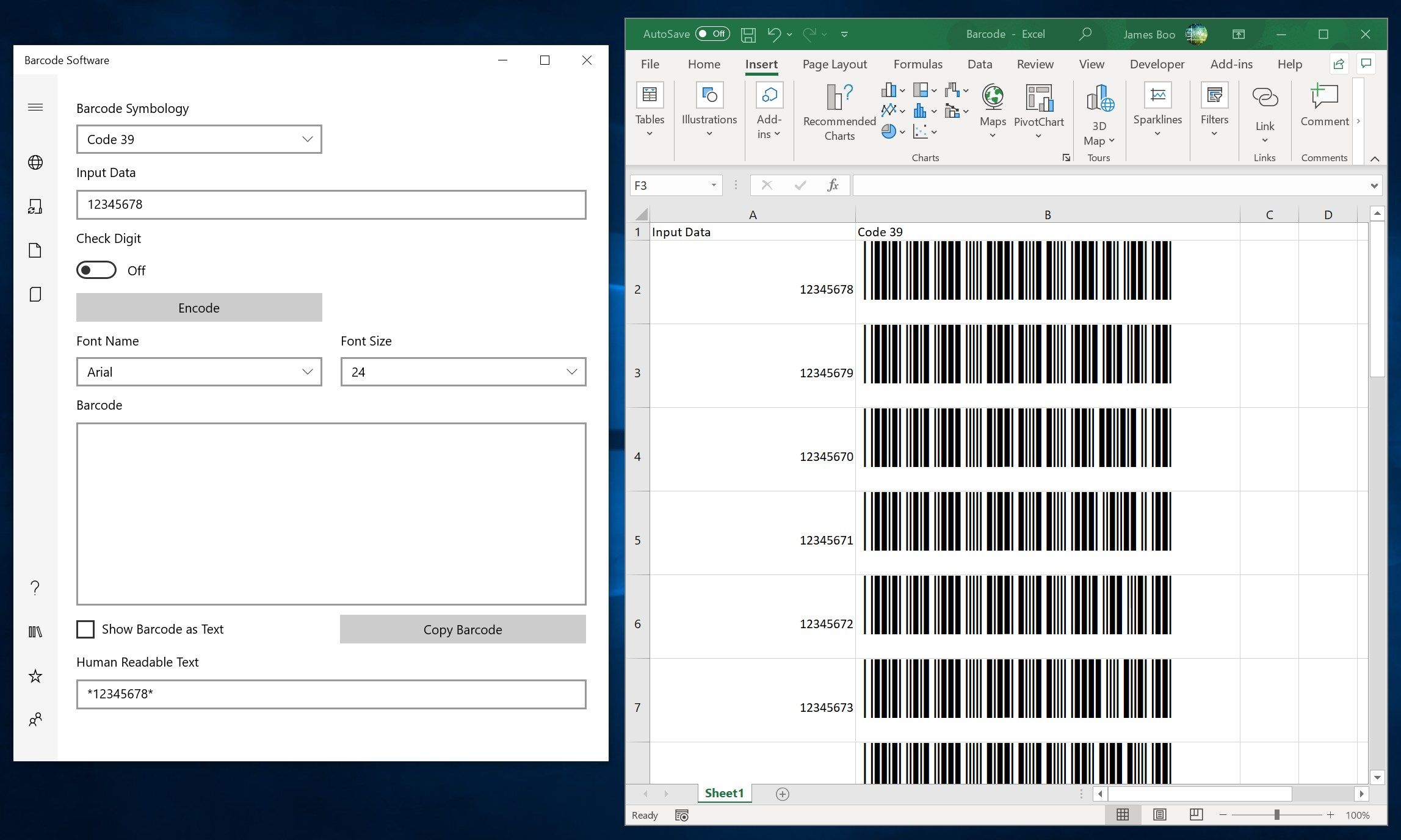 Barcodes in Excel