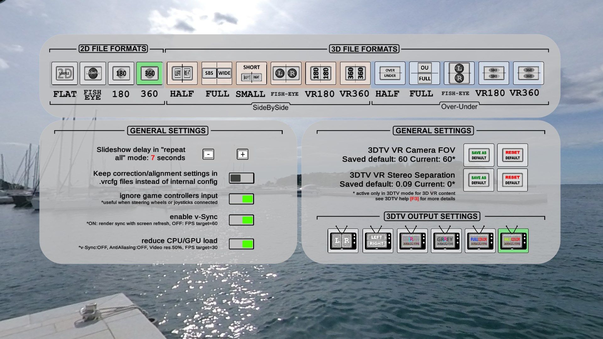 new, intuitive settings panel with sections for input file format, general and 3D output adjustments