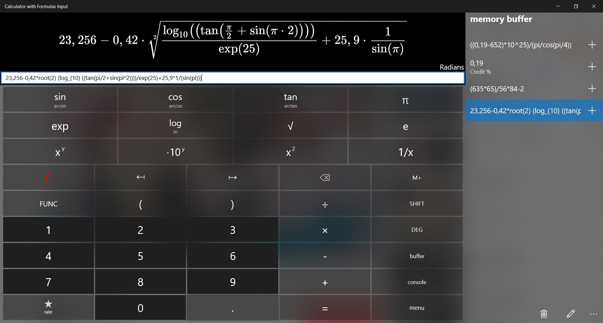 Calculator with Formulas Input