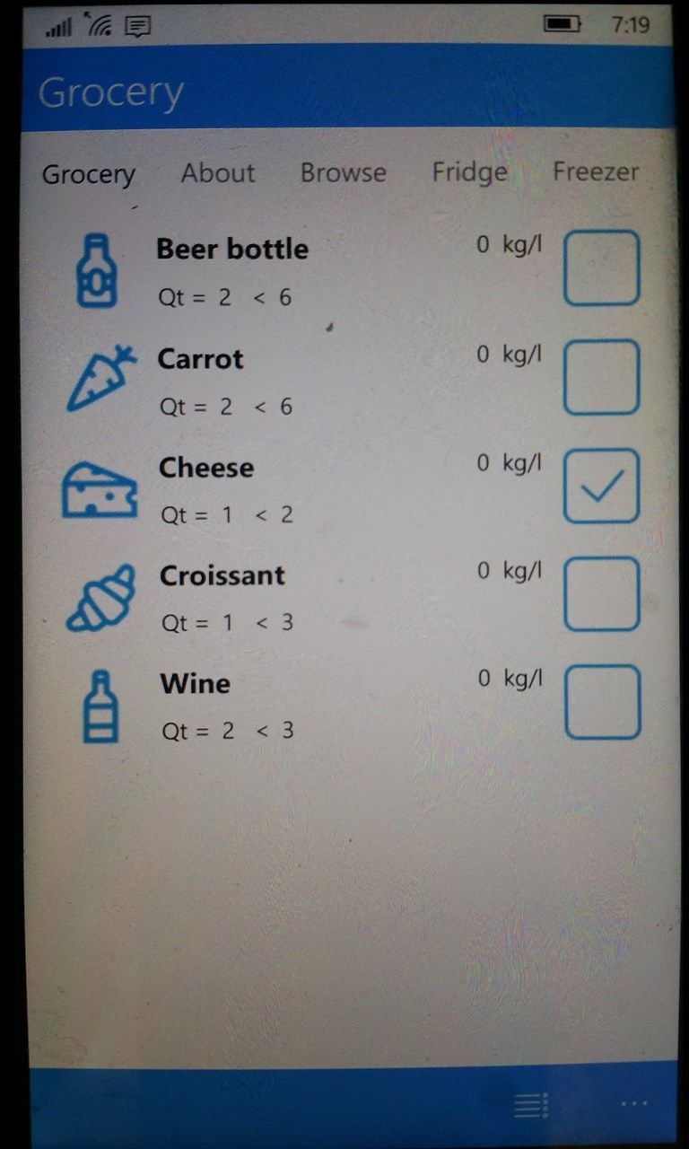 Auto-generated grocery list