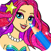 Rainbow Glitter Coloring Book Mermaids - Princess Mermaids Coloring Games for Kids