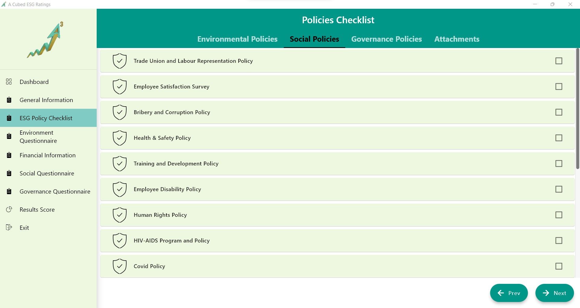 Policies Screen