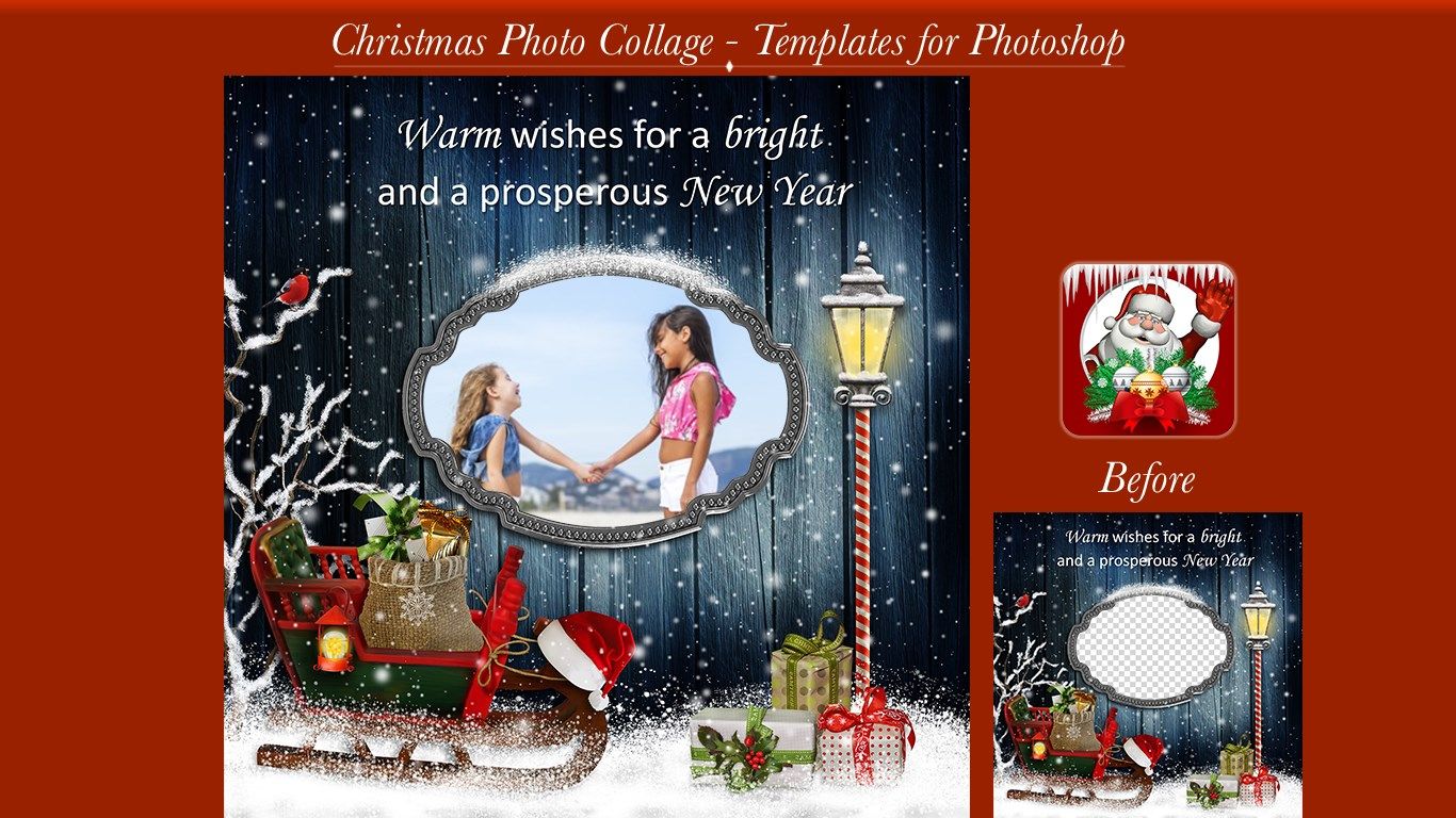 Christmas Photo Collage - Templates for Photoshop