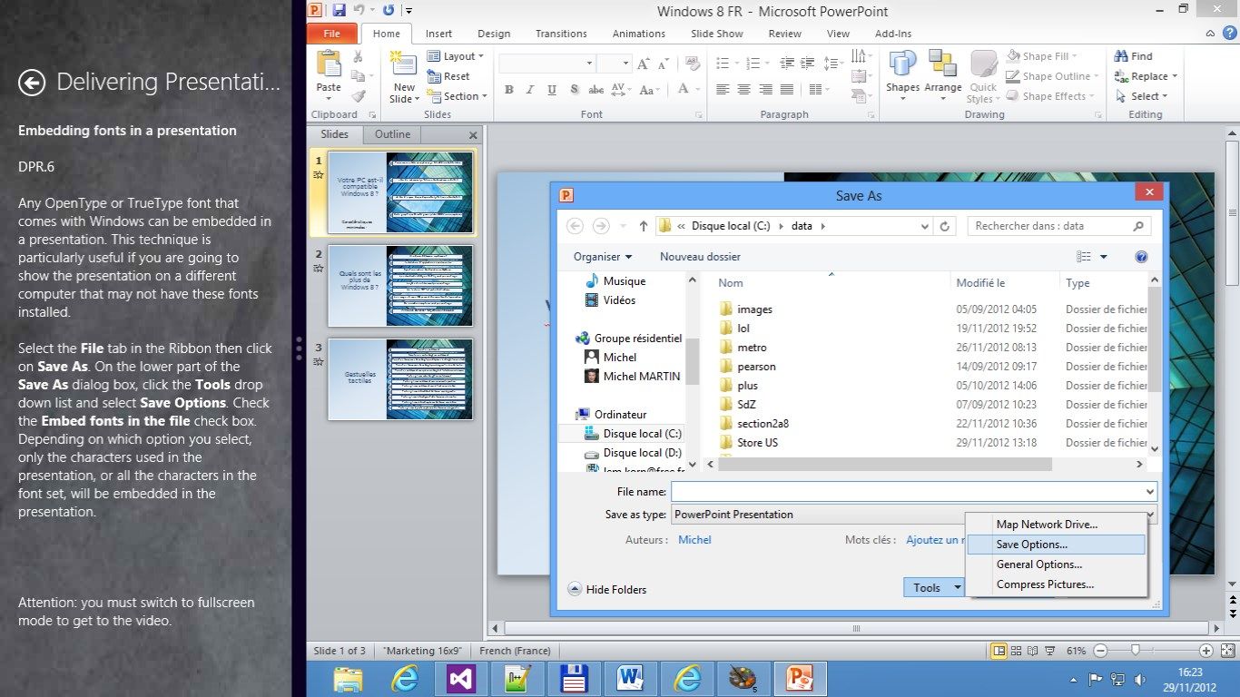 Working in PowerPoint 2010 while using Mediaforma Video Training