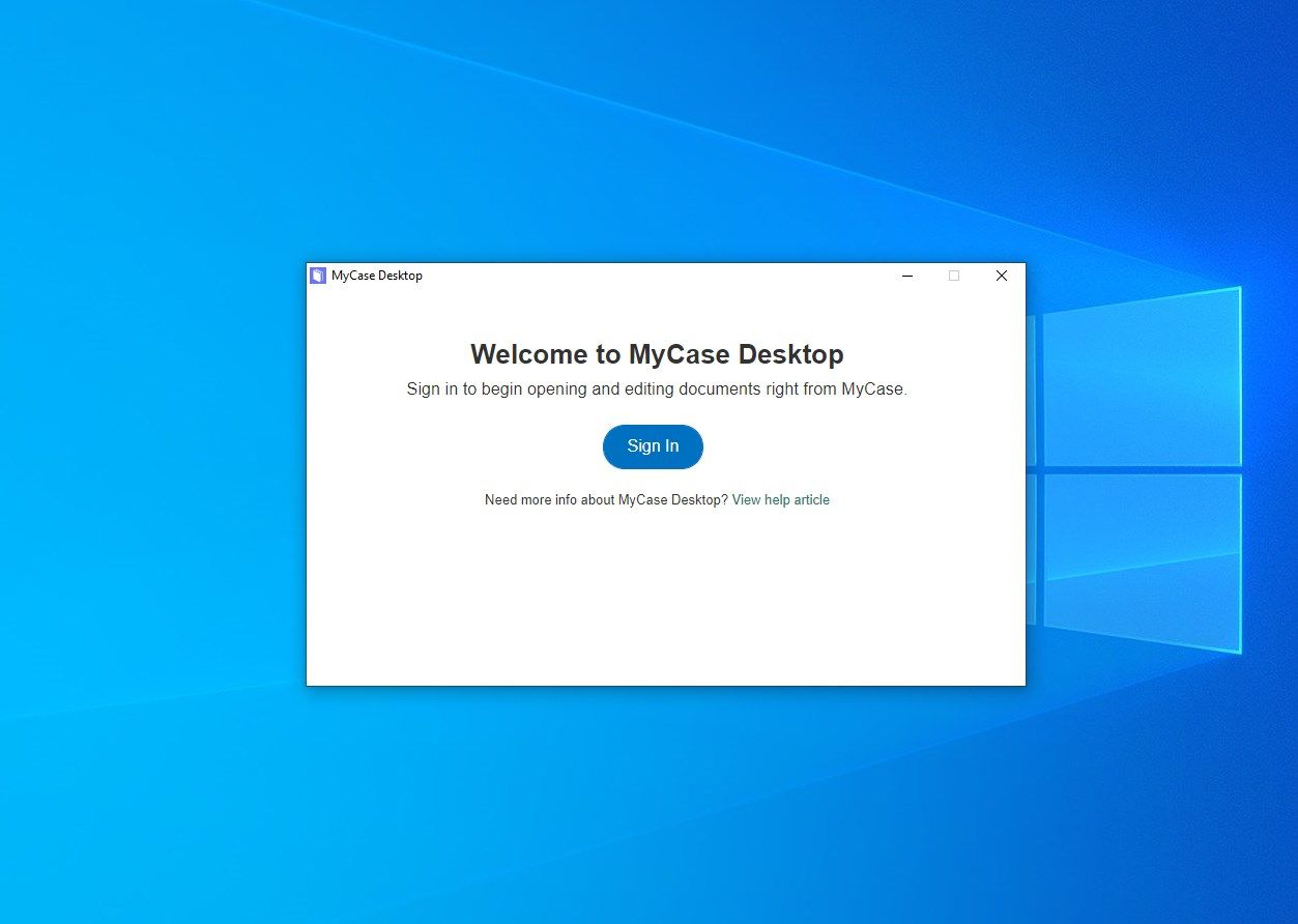 Sign in to MyCase to use MyCase Desktop